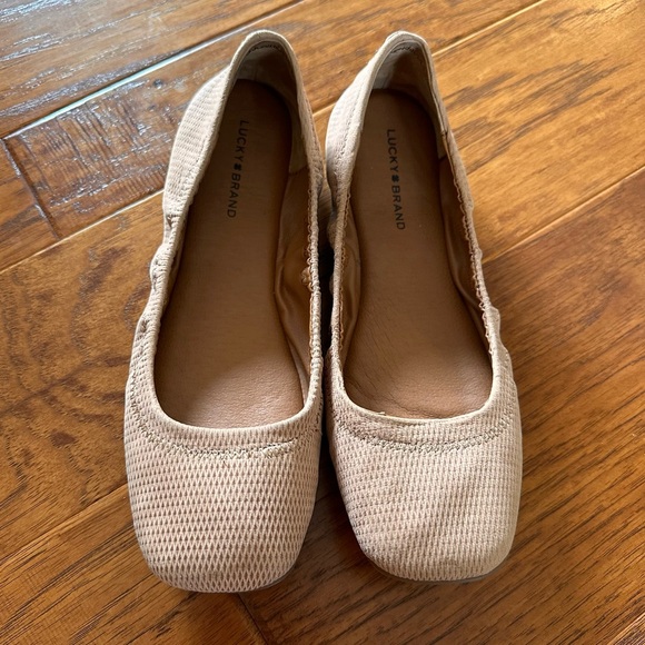 Lucky Brand Juthro Leather Cortado Tan Flats Size 8 - Picture 3 of 8